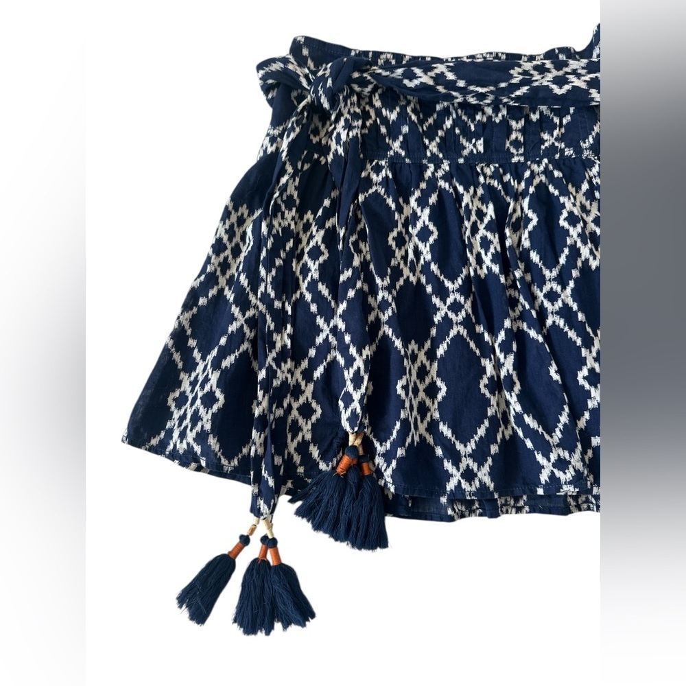 Anthropologie Navy Blue Rimbaud Tie-Waist Cotton Mini Skirt - Picture 5 of 11